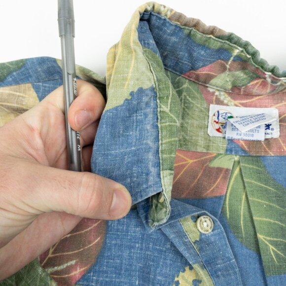 Reyn Spooner Popover Shirt Men's Large Hawaiian Tropical Floral Blue Green - Picture 13 of 14